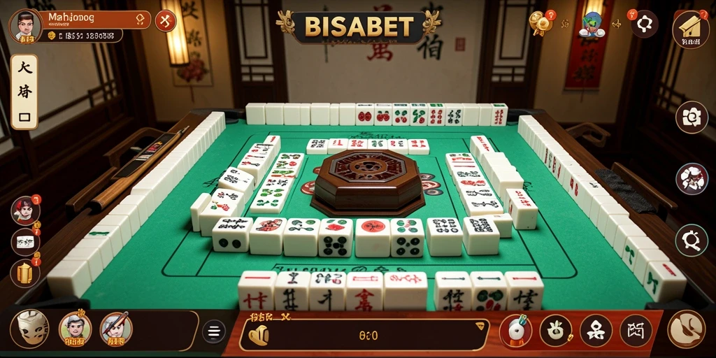 Screenshot menampilkan gameplay seru BISABET dengan desain Mahjong yang menarik.