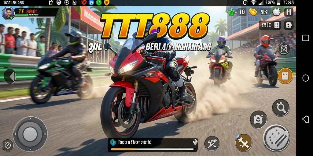 Screenshot TTT888 menampilkan balapan motor yang seru dan menegangkan.